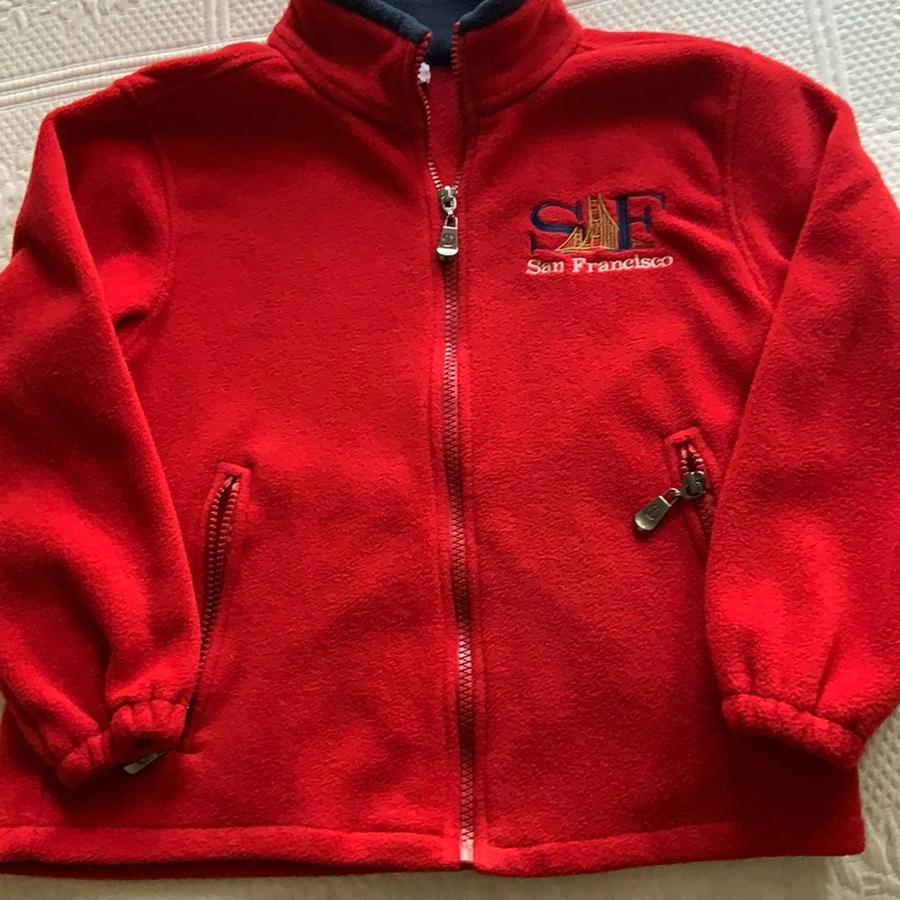 Fleece red jacket. Boys small